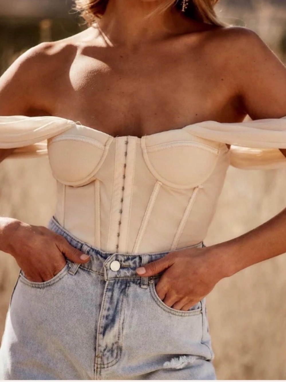 12th Tribe Besame Cream Corset Top – Size Small - Picture 1 of 5